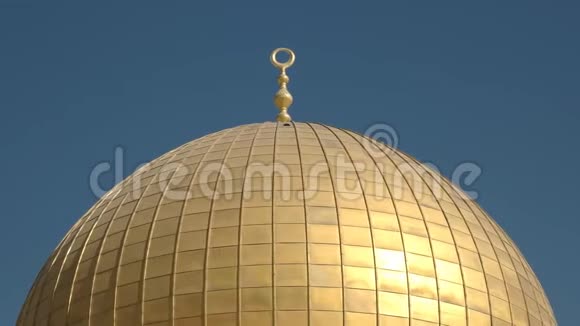 靠近耶路撒冷岩石清真寺镀金穹顶视频的预览图