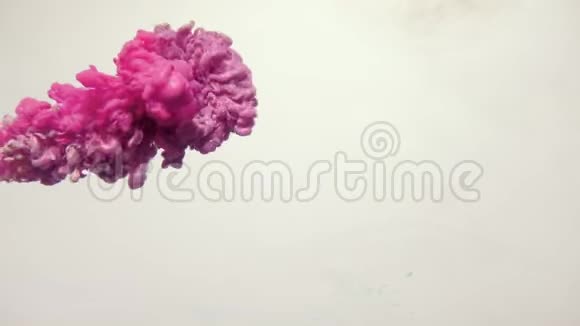 墨云在水中闪烁粉烟在白色视频的预览图