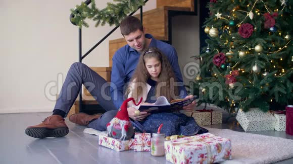 圣诞快乐的家庭阅读童话视频的预览图