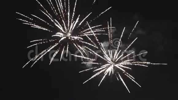 五彩空中烟火闪烁的灯光和敬礼的闪光的节日背景视频的预览图