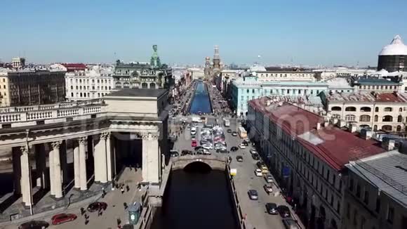 鸟瞰公司的建筑辛格纳夫斯基前景圣彼得堡库存录像的生活视频的预览图