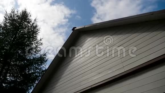 白色屋顶黑色屋顶蓝天视频的预览图