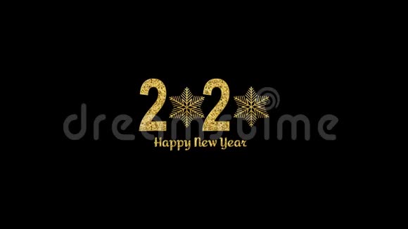 新年快乐金号2020明亮的金色设计闪耀着金色的雪花阿尔法动画视频的预览图