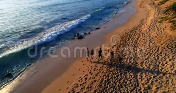 游客在海滩跑步4K视频的预览图