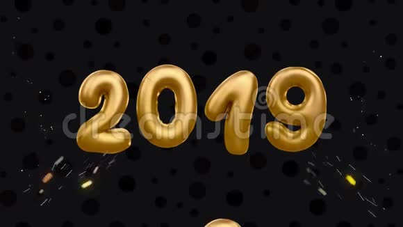 2020新年祝福气球短信与烟花纸屑视频的预览图