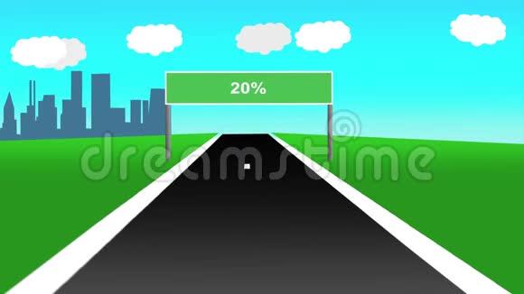 以路标为百分比的动画高速公路无缝回路4k视频的预览图