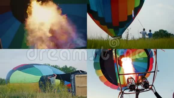 四合一气球节准备和起飞飞机舱火把视频的预览图