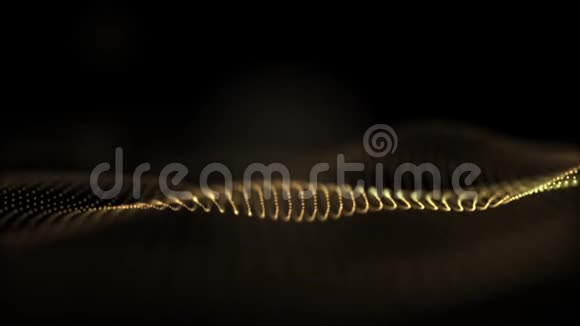一个明亮的金色微粒三维渲染DNA在一个黑色的背景视频的预览图