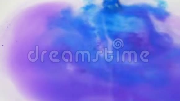 艺术家清洁彩色画笔在清水中涂抹紫罗兰色视频的预览图