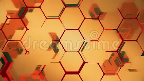 飞行六边形的抽象背景无缝环路视频的预览图