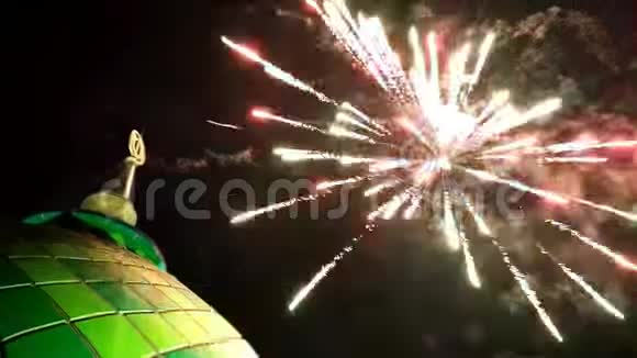 伊斯兰庆祝鞭炮节日清真寺穹顶快乐视频的预览图