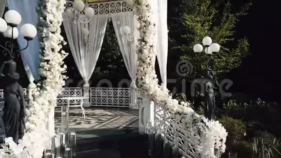 森林附近美丽的婚礼空中视频的预览图