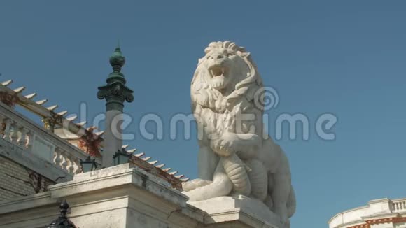 狮子雕像旧建筑视频的预览图