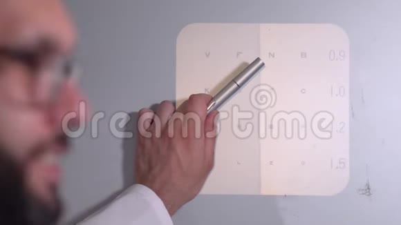 男性眼科医生指着眼图字母视频的预览图
