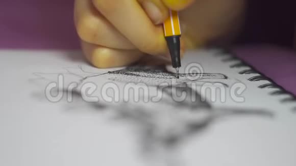艺术家手笔画静物画的特写视频的预览图