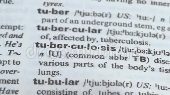 字典中结核词的定义肺部和组织的严重疾病视频的预览图