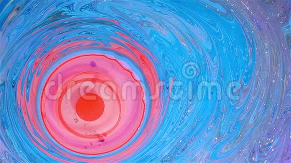 埃布鲁粉色红色和蓝色油漆抽象图案视频的预览图
