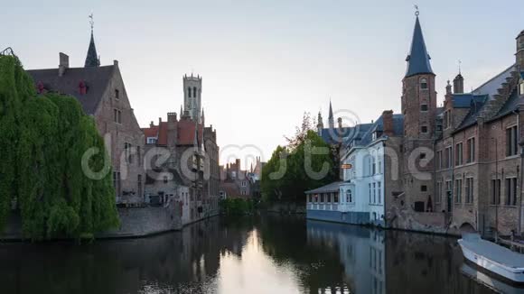比利时Bruges的Bruges天际线昼夜间隔录像视频的预览图