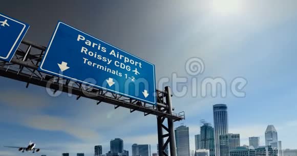 3D动画4K一架飞机从巴黎机场起飞视频的预览图