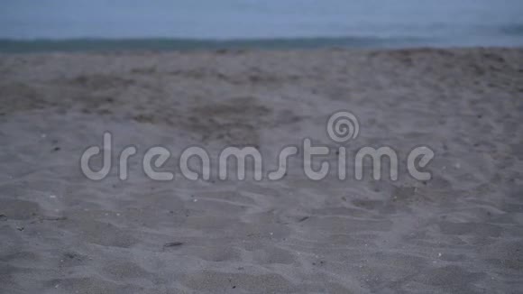 海滩边的沙滩和海浪视频的预览图