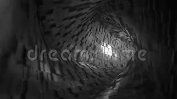 通过黑色砖块制成的抽象隧道飞行FPV循环三维动画视频的预览图