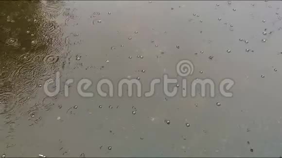 大气降水以降雨的形式落在沥青上视频的预览图