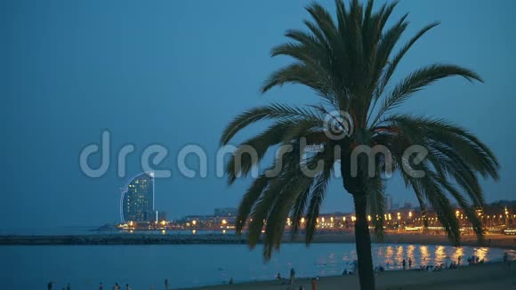 巴塞罗那海滩夜景视频的预览图