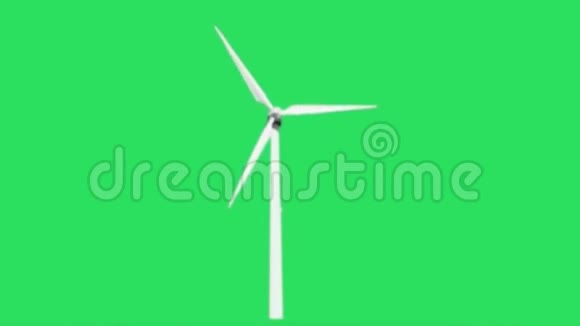 动画白色风力涡轮机绿色背景视频的预览图