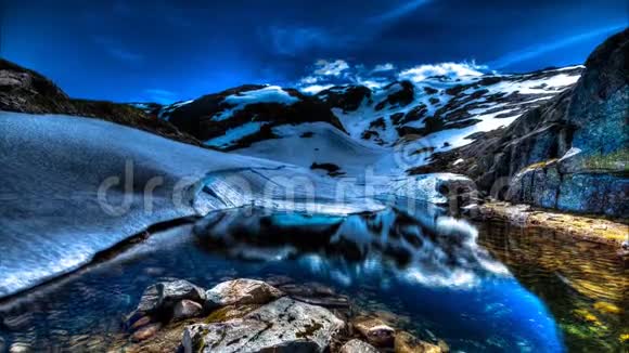挪威夜间的Folgefonna冰川视频的预览图