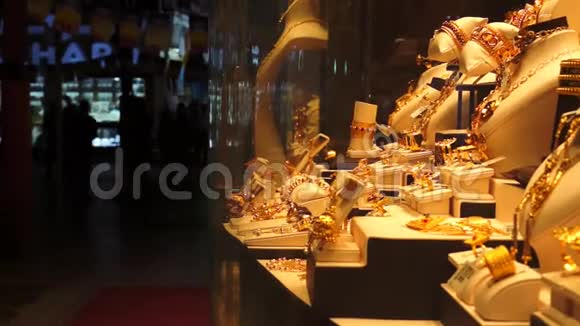 迪拜黄金Souk市场夜间阿联酋视频的预览图