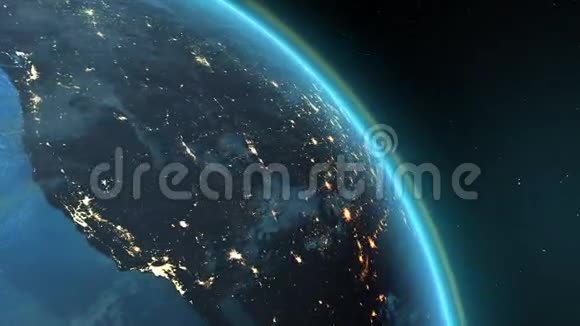 有夜间和日出的地球美洲区视频的预览图