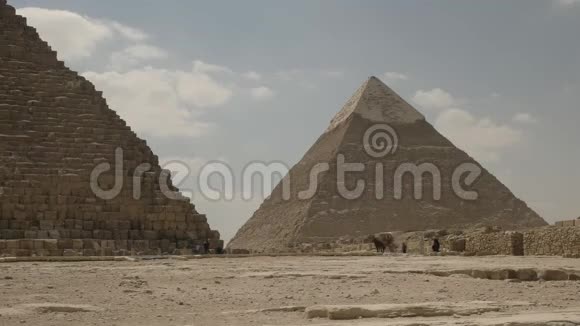 埃及开罗附近的马车和哈弗勒金字塔视频的预览图