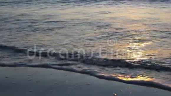 海滨日出缓慢运动的波浪视频的预览图
