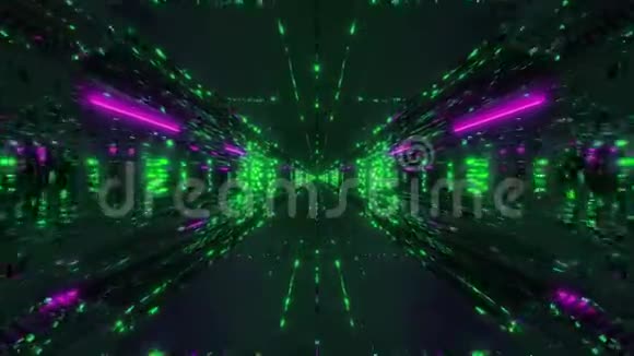 高度抽象的未来主义发光science隧道走廊与许多美好的反射3d渲染现场壁纸运动视频的预览图