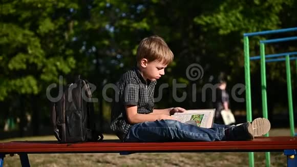 坐在公园里做作业的青少年生活方式视频没有稳定视频的预览图