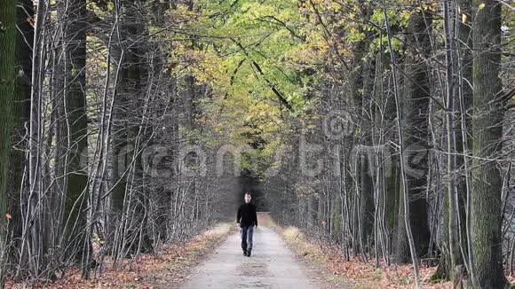 秋天年轻人从前面走在街上视频的预览图