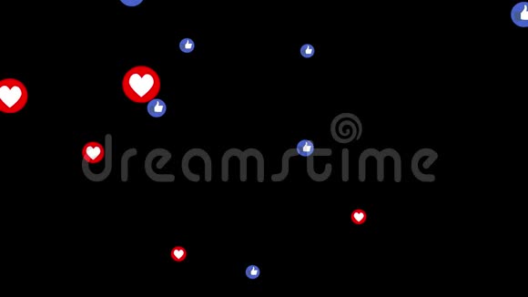 在黑色背景上出现更多喜欢和其他心脏按钮的动画视频的预览图