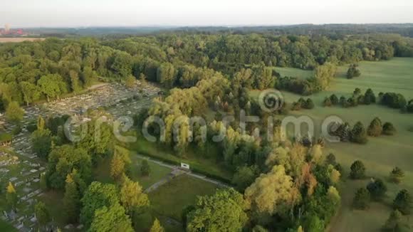 以无人驾驶飞机为背景的野外和森林公墓视频的预览图
