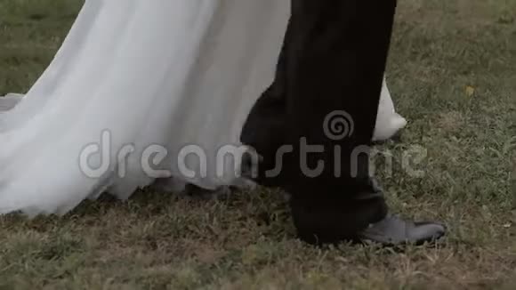 一对新婚夫妇在公园散步像腿一样视频的预览图