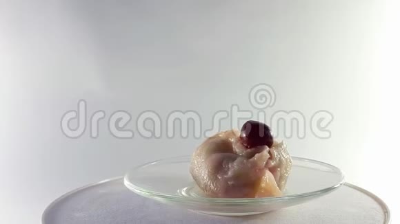 360度视频美味晚餐食物从煮面团和樱桃360A转弯保健食品美味和维生素节食视频的预览图