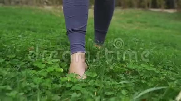 那个女孩赤脚在绿草上视频的预览图