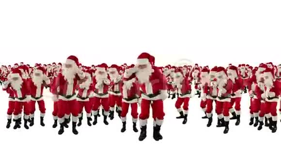 圣诞老人人群舞蹈圣诞派对地球形状与白色股票镜头视频的预览图