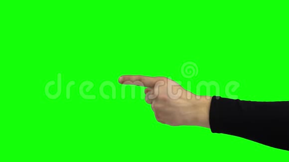 穿着黑色高领毛衣的手臂指向什么绿色屏幕关门视频的预览图