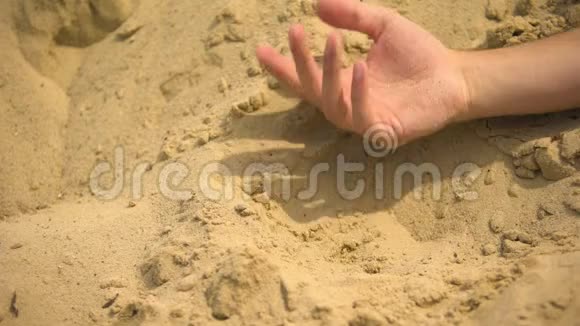 雄手无生命地落在沙滩上死于撒哈拉的口渴缺水视频的预览图