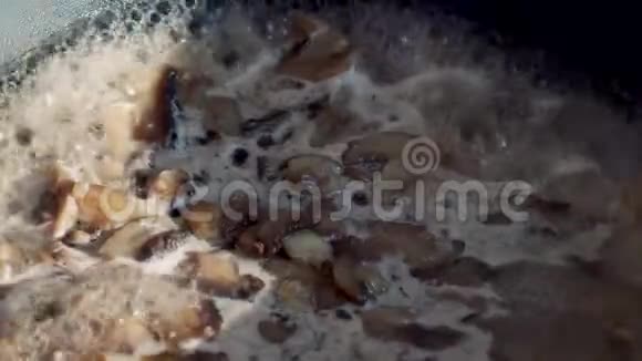 在锅里煮蘑菇视频的预览图