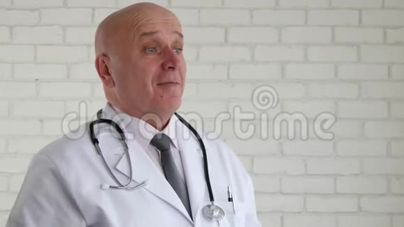 自信的医生微笑着和病人谈谈药片处方视频的预览图