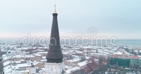 敖德萨变形大教堂顶柱正体横向透视冬日视频的预览图