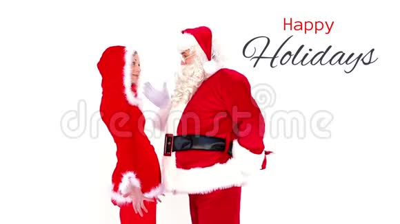 节日快乐短信和圣诞老人送礼物给女人视频的预览图