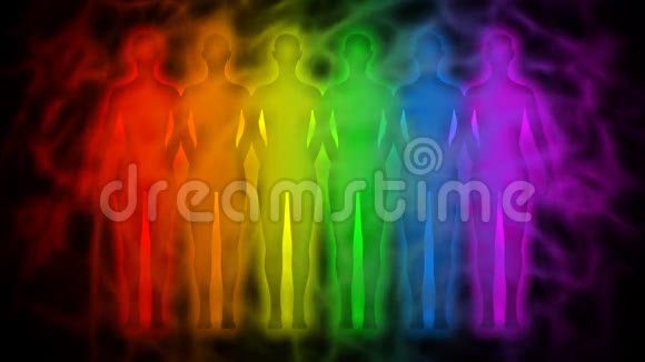 彩虹人人类光环的彩虹轮廓视频的预览图