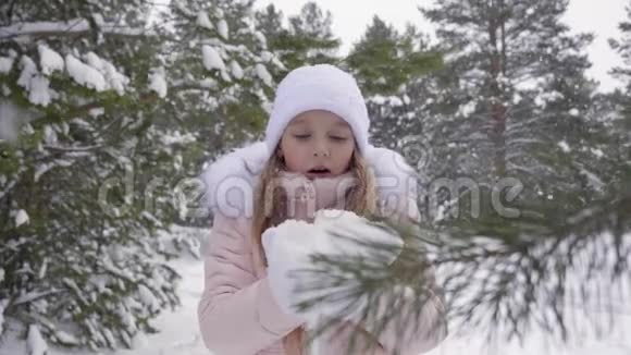 十几岁的女孩用手吹雪视频的预览图